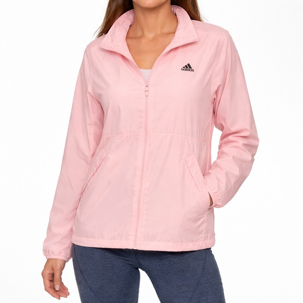 Adidas Women’s Jacket Pink Nylon Blend Long Sleeve Full Zip Size XL